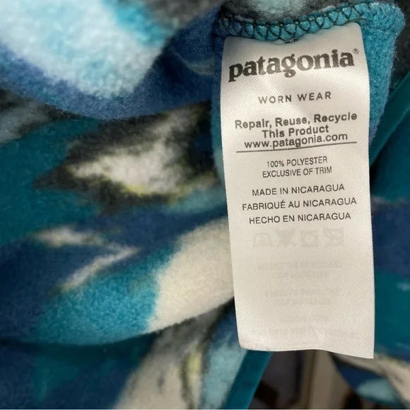 Patagonia Vintage Small Synchilla Trout Tales Elwha Blue Snap-T Fleece - Picture 15 of 15